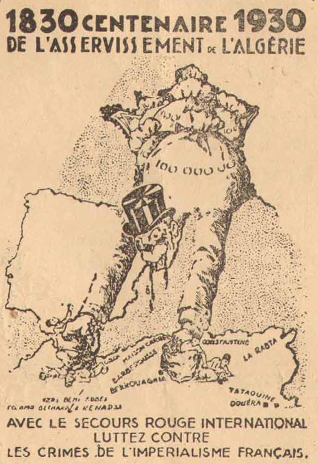 Affiche du Secours Rouge International pour le centenaire de la colonisation de l'Algérie.