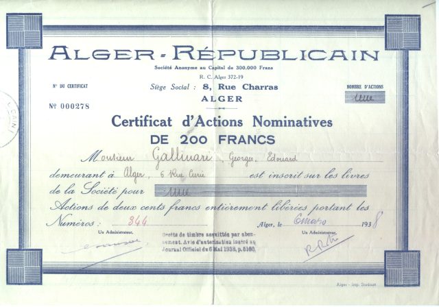 Action nominative d'Alger Républicain