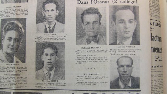 A partir de la gauche. En haut, Marie Boutheau, Tahar Ayadi, Mohamed Mokhtar et Mahiedine Chergui. En bas, Abdallah Demène et Ali Hamadane.